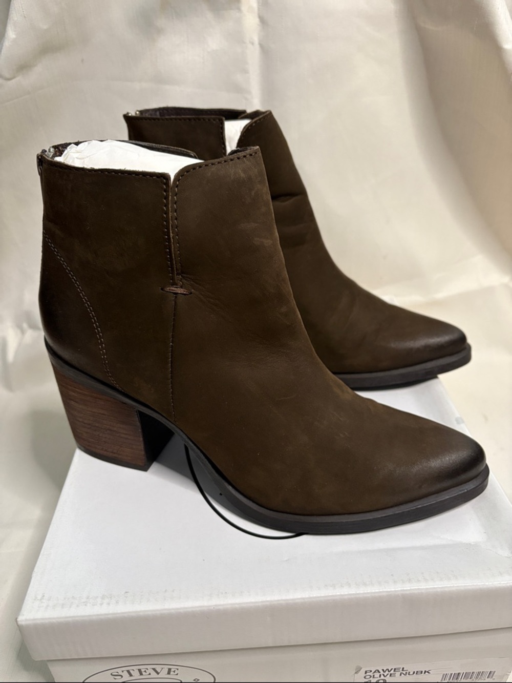 Steve Madden Pawel Olive Green Nubuck Ankle Booties